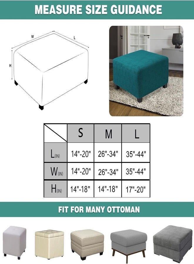 GERLNF Square Ottoman Cover, Soft Knitted Jacquard Cover for Ottoman Square, Living Room Storage Stool Ottoman Cover Footstool Protection (Dark Green, Large) - Image 5